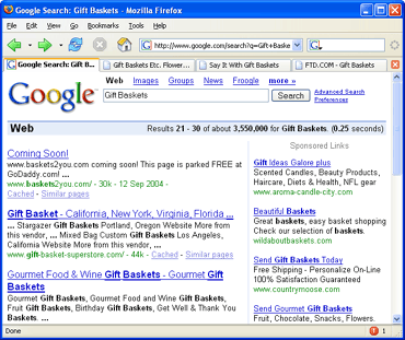 Tabbed browsing screenshot
